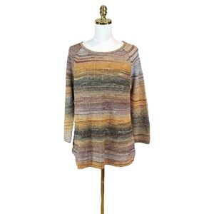 Woman’s Christopher & Banks lightweight earth tone striped knit sweater size M
